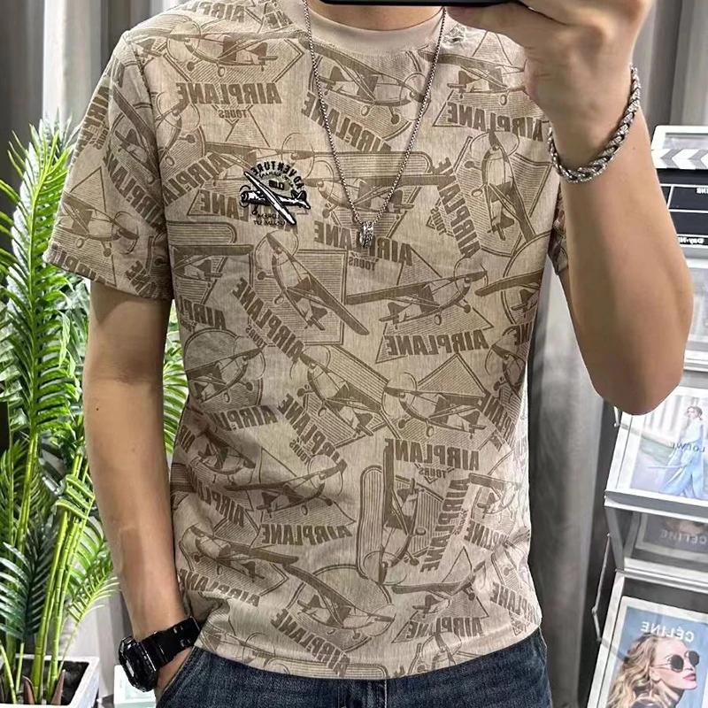

Fashion O-Neck Printed Letter Embroidery T-Shirts Men's Clothing Summer New Loose Casual Tops Short Sleeve Korean Tee Shirt