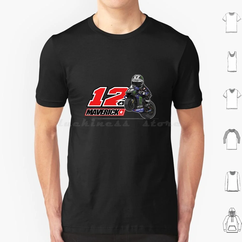 Maverick Vinales 12 T Shirt Big Size 100% Cotton Maverick Vinales Vinales Maverick France Racing 12 Paris French Japan Sepang