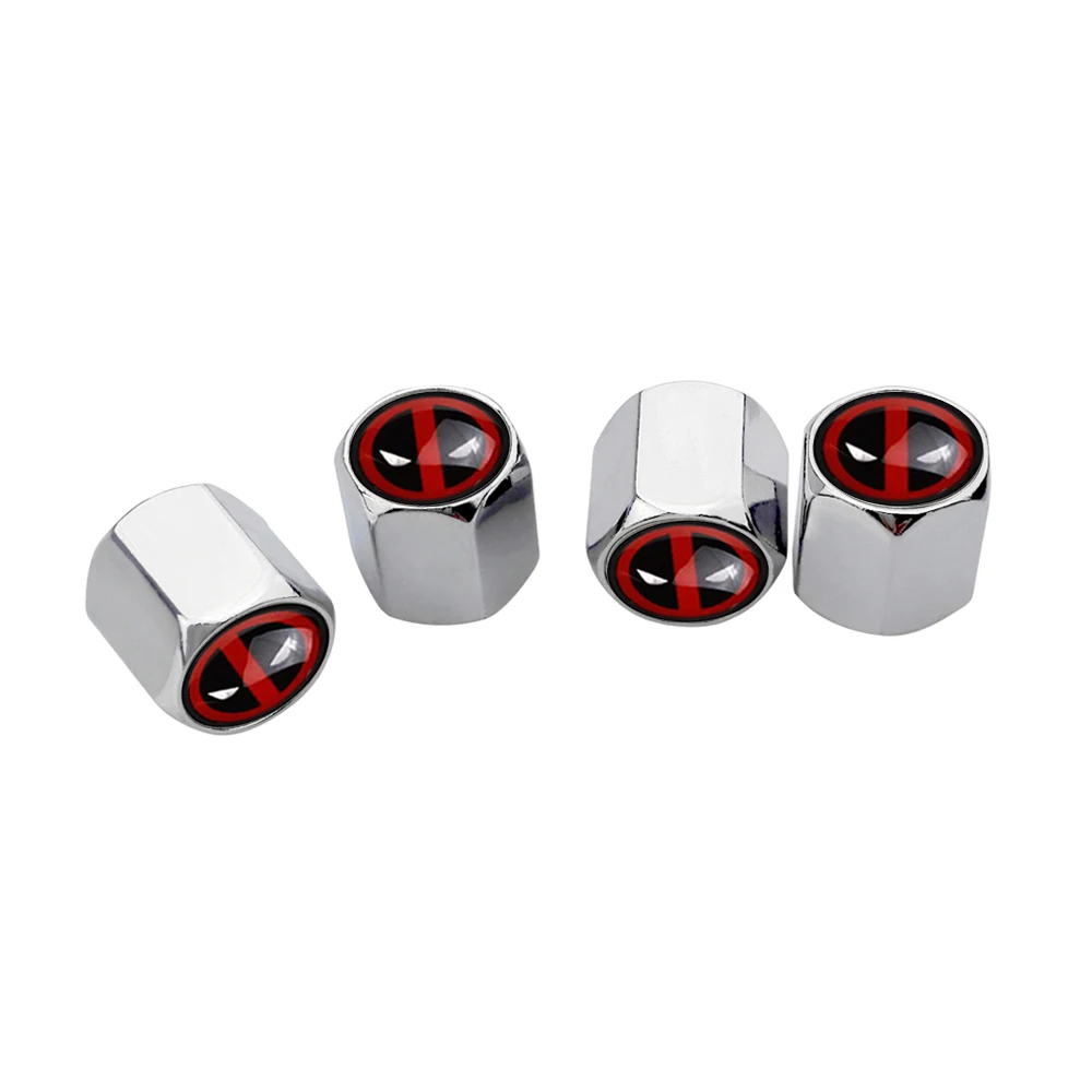4pcs Anime Cartoon Marvel Deadpool Universal Car Wheel Tire Valve Stem Caps Air Covers for Volkswagen Maserati Mazda KIA Subaru - view 2