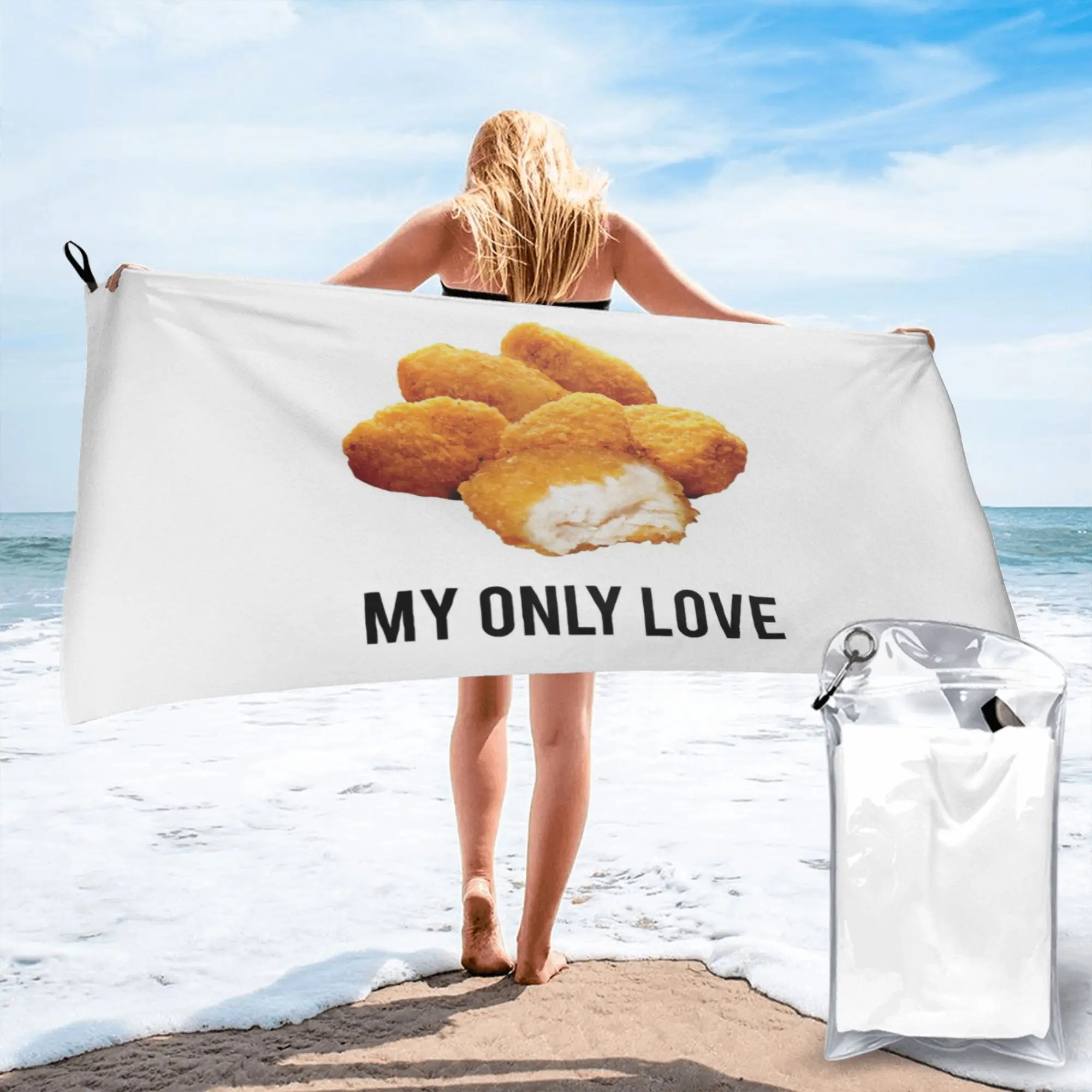 chicken nuggets  my only love Beach Towel Soft Microfiber Quick Dry Absorbent Quick Towels For Swimming