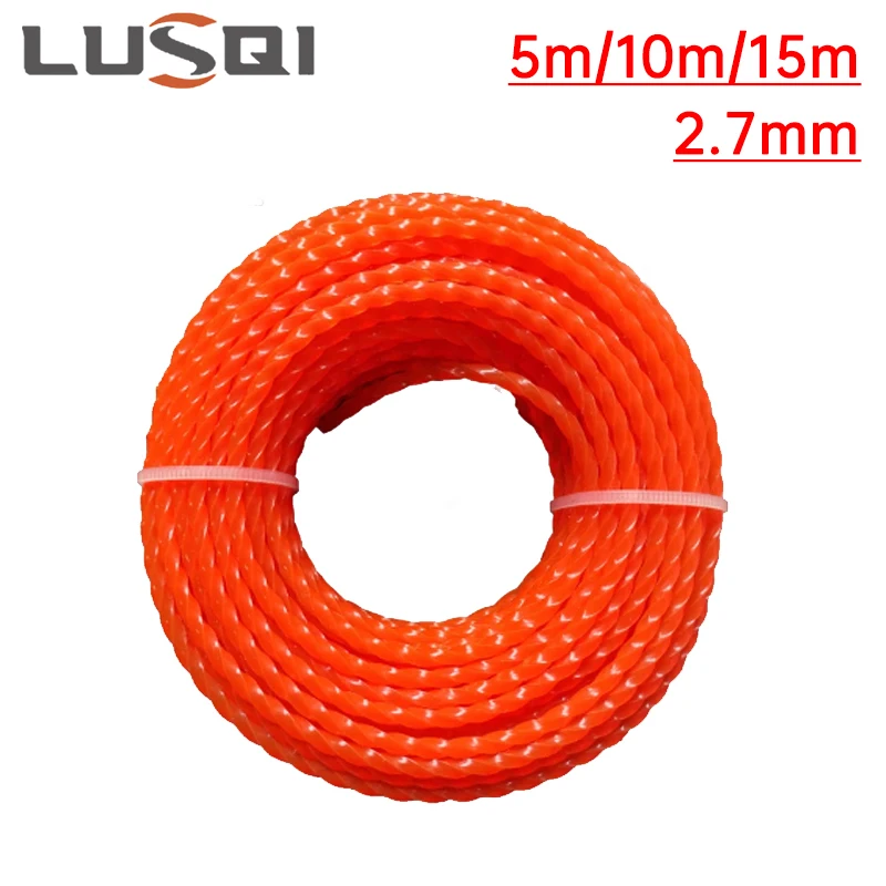 

LUSQI 2.7mm*5m/10m/15m Grass Trimmer Line Nylon Spiral Brush Cutter Rope Lawn Mower Head Accessory