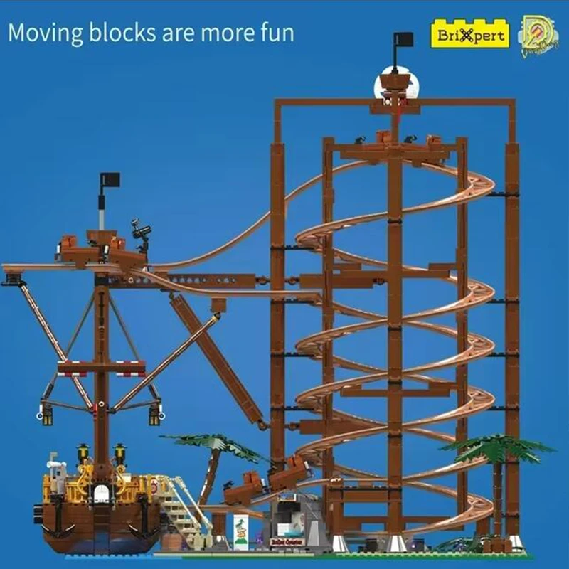 Double Helix Roller Coaster Building Blocks MOC 11013 Amusement Park Model Bricks Ideas Architecture Toy Gift Kids Girls Boys