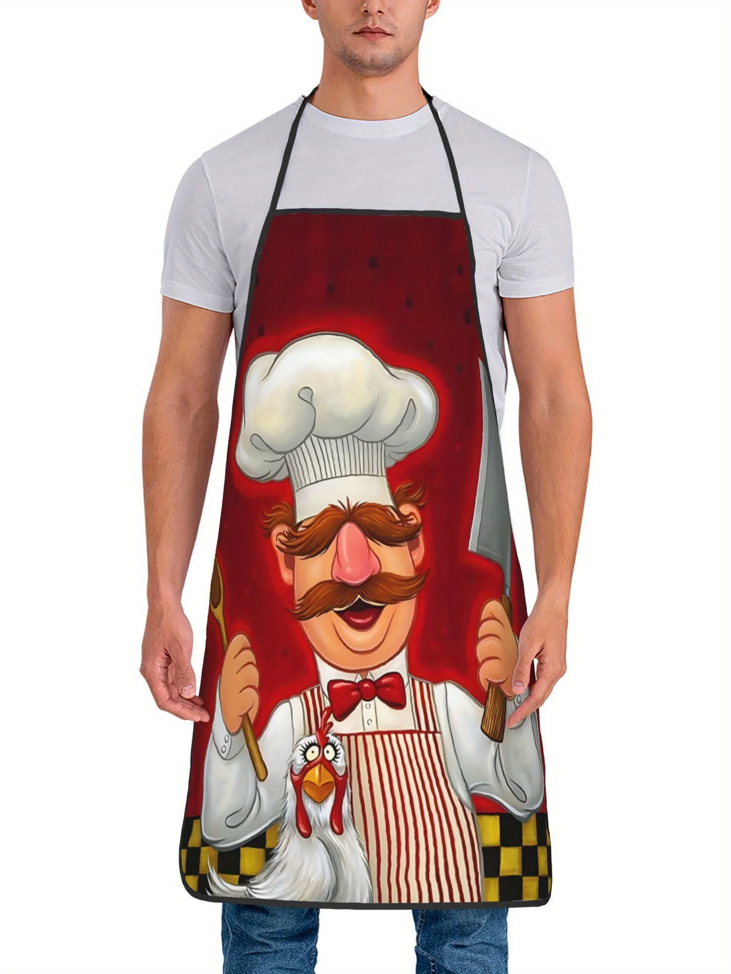 

Фартук шеф-повара и курицы в винтажном стиле из полиэстера, регулируемая шея, с карманами, для приготовления пищи и использования в ресторане