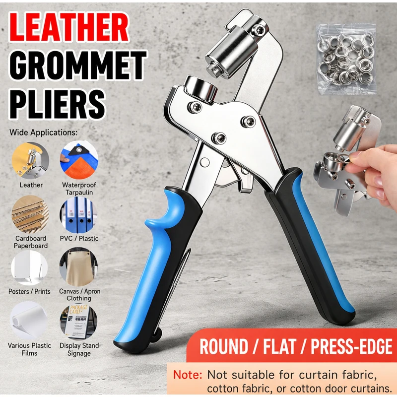 6mm /10.5mm Eyelet Pliers Kit Tools Portable Hand Press Metal Grommet Hole Punch Plier for Leather Canvas Clothing DIY Tarp Ring