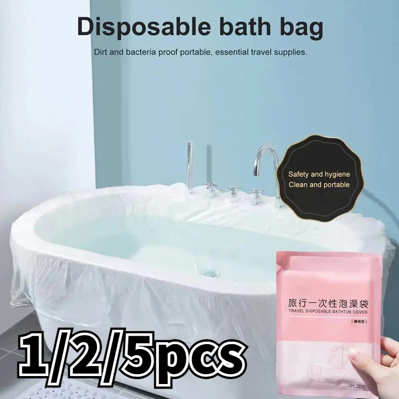 1/2/5PCS Disposable Transparent Bath Bag Large-sized Thickened Bathtub Set Family Salon Hotel Travel Bath Bag Portable Tool