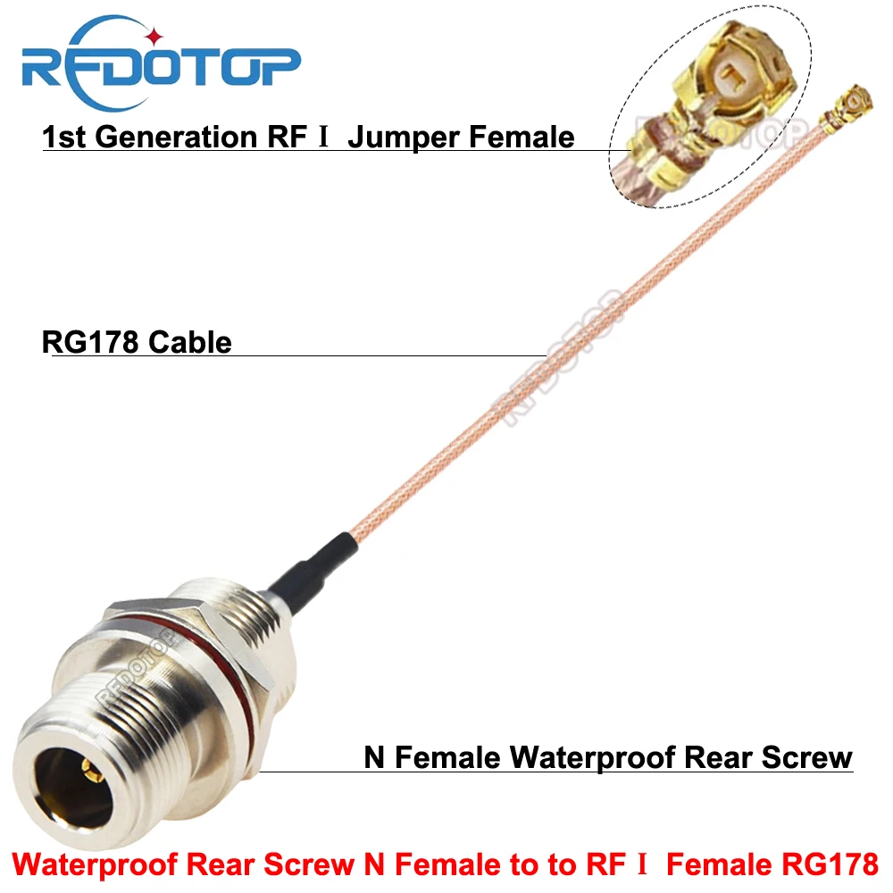 Wifi Antenna RFⅠ Jumper Waterproof Rear Screw L16 N Female Connector to uFL/IPX1 Female 1st Generation RG178 Cable Pigtail uFL-N