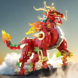 NewChinese Style Building Blocks Rui Beast Qilin Model Ornaments Children's Educational Puzzle Toys for Children's Holiday Gifts