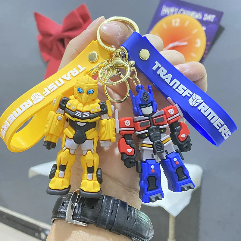 Cartoon Transformers Robot Mecha Soldier Keychain Pendant for Children, Autobot, Optimus Prime, Bumblebee, Small Birthday Gift