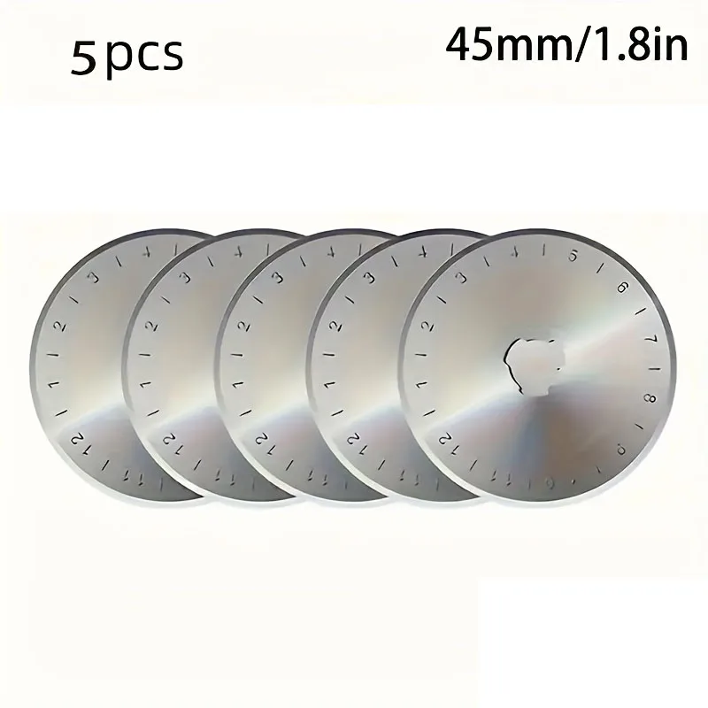 5pcs 45mm, Rotating Cutter Replacement Spare Blade with Scale, for Sewing Patchwork Photo Cutting Machine Fabric Cutting Process