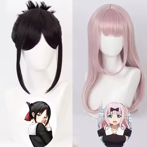 Anime Kaguya-sama: Love Is War Cosplay Wig Shinomiya Kaguya Black Wig Cosplay Fujiwara Chika Pink Wig Resistant Synthetic Hairs