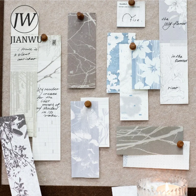 JIANWU Vintage Flower Branches Shadow Landscape Material Collage Scrapbooking Memo Pad Creative DIY Junk Journal Stationery