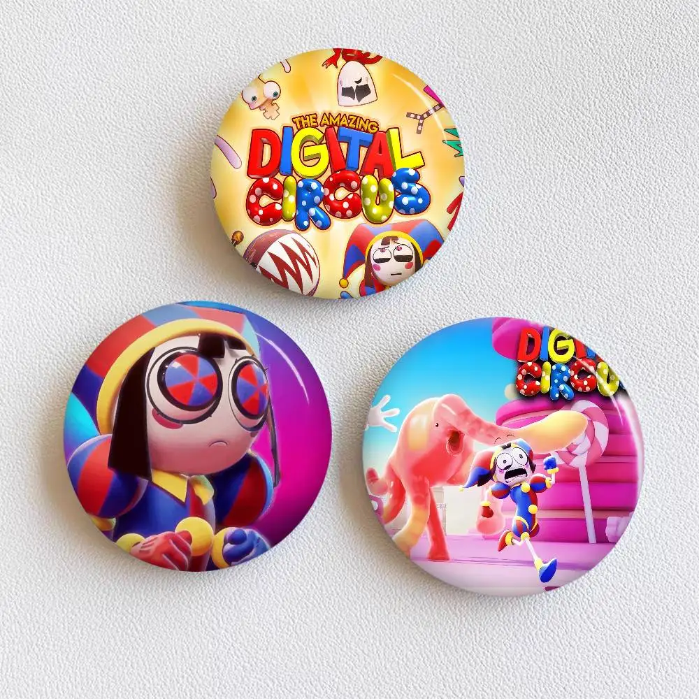 Cartoon T-The A-Amazing D-Digital C-Circus Creative Pins Funny Faces Round Snap-in Brooch Badge Backpack Hat Accessories Gifts