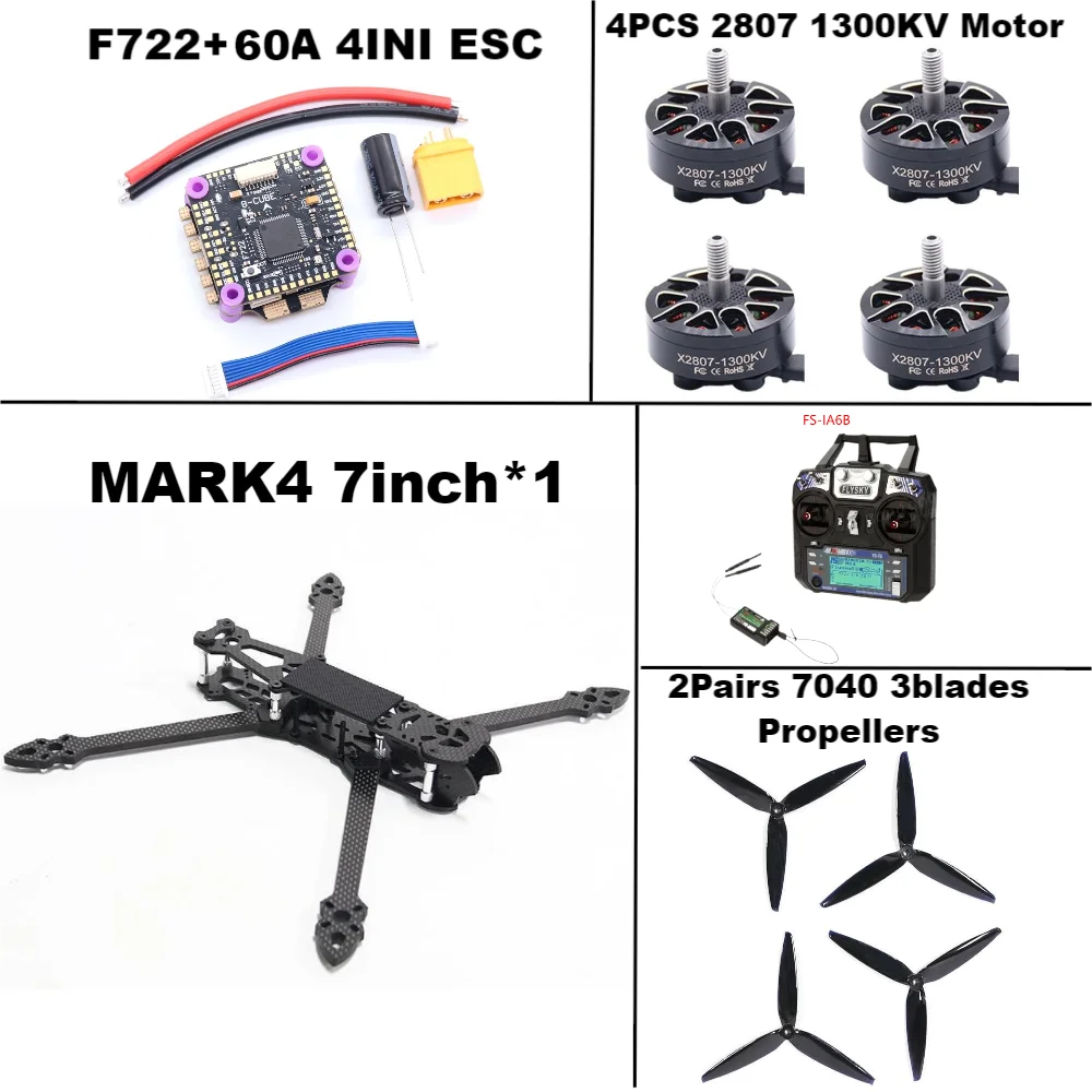 Rctosky MARK4 7inch F722 Flight Control 45/60A 4INI ESC rack drone FPV carbon fiber PV Racing Drone Quadcopter Freestyle