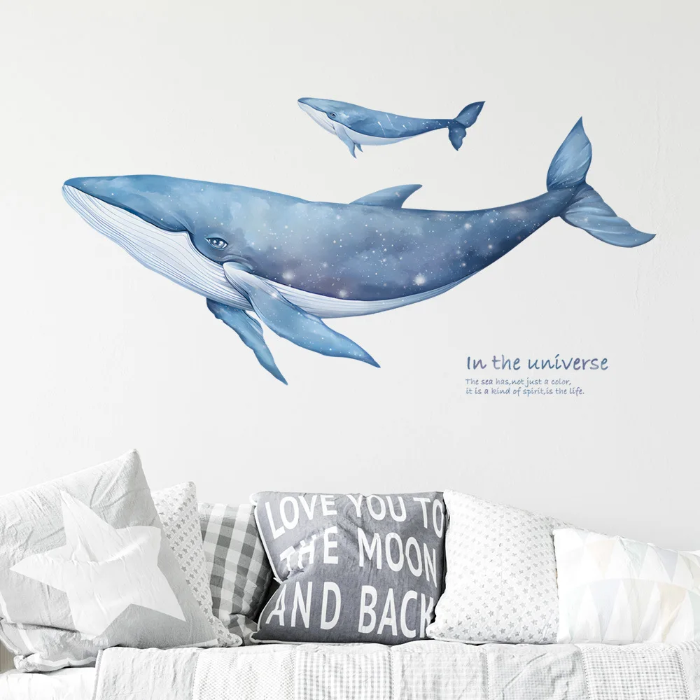 Cartoon Underwater Whale Wall Stickers For Kids Room Decoration Anime Room Decor Bedroom Accessories Wall Decor Home Decoration