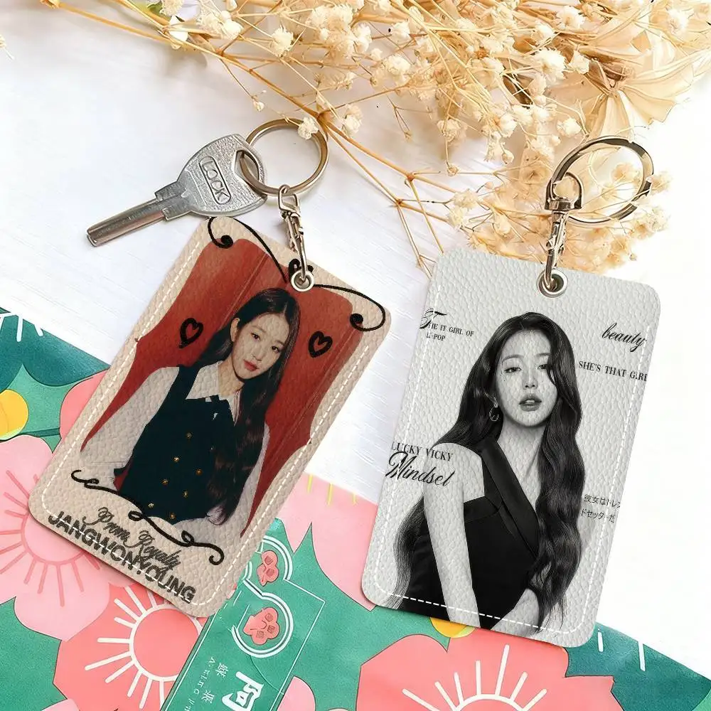 Personalised Leather Card Holder Keychain Fits Bank Subway Bus Cards Singer j-Jang idol Won Young