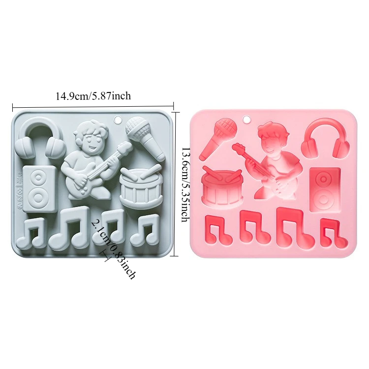 9-hole Music Festival Theme Silicone Mold Musical Notes, Audio, Microphone Fondant Candy Chocolate Mould Cake Decorating Tools