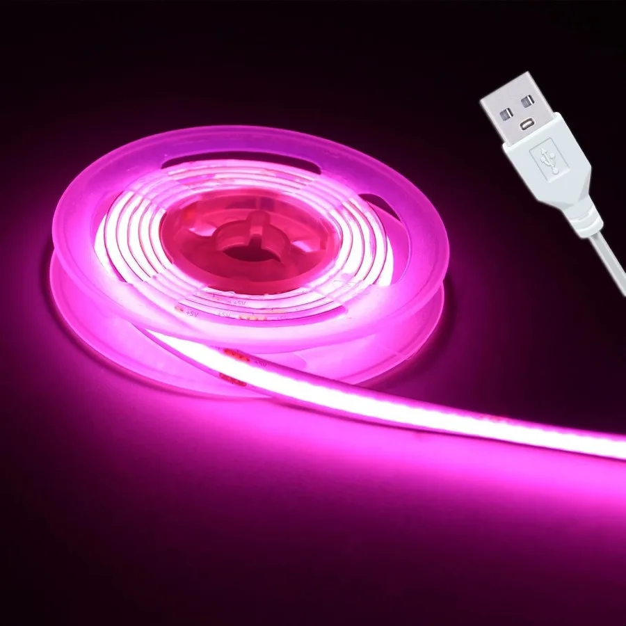 

Led Strip Lights Pink 5V USB Short LED Lighting COB LED Strip Pink Flexible LED Tape Light Not Dimmable Small led for Display C