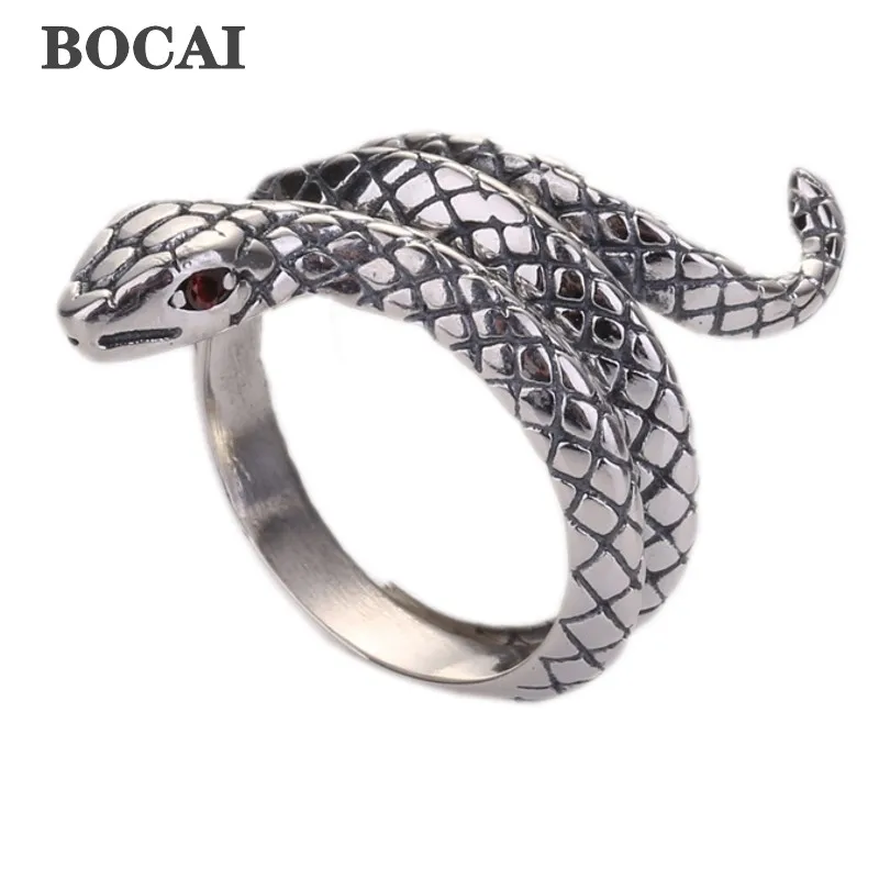 

BOCAI новые настоящие ювелирные изделия из чистого серебра S999, ретро индивидуальные модные кольца с коброй для мужчин и женщин, рождественские подарки