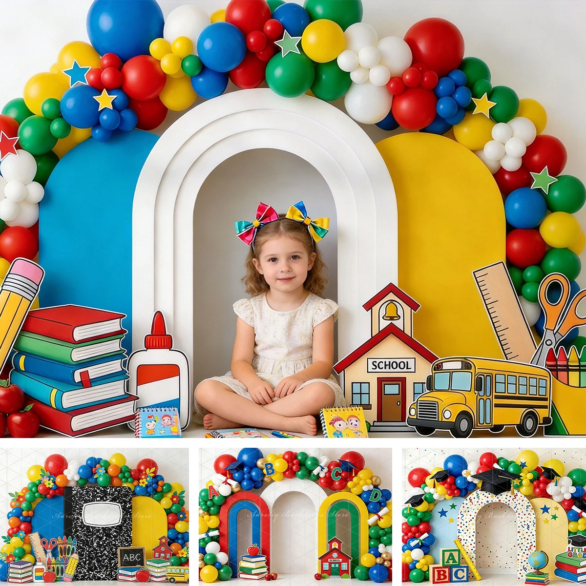 Balloon Decors Backdrops Cake Smash Child Baby Photo Props Adult Kids Back To School Season Photography Studio Backgrounds