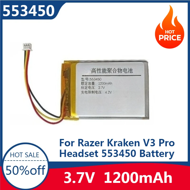 

Newest High-Quality ‌553450 1200mAh Battery for Razer Kraken V3 Pro Headset 553450 Battery