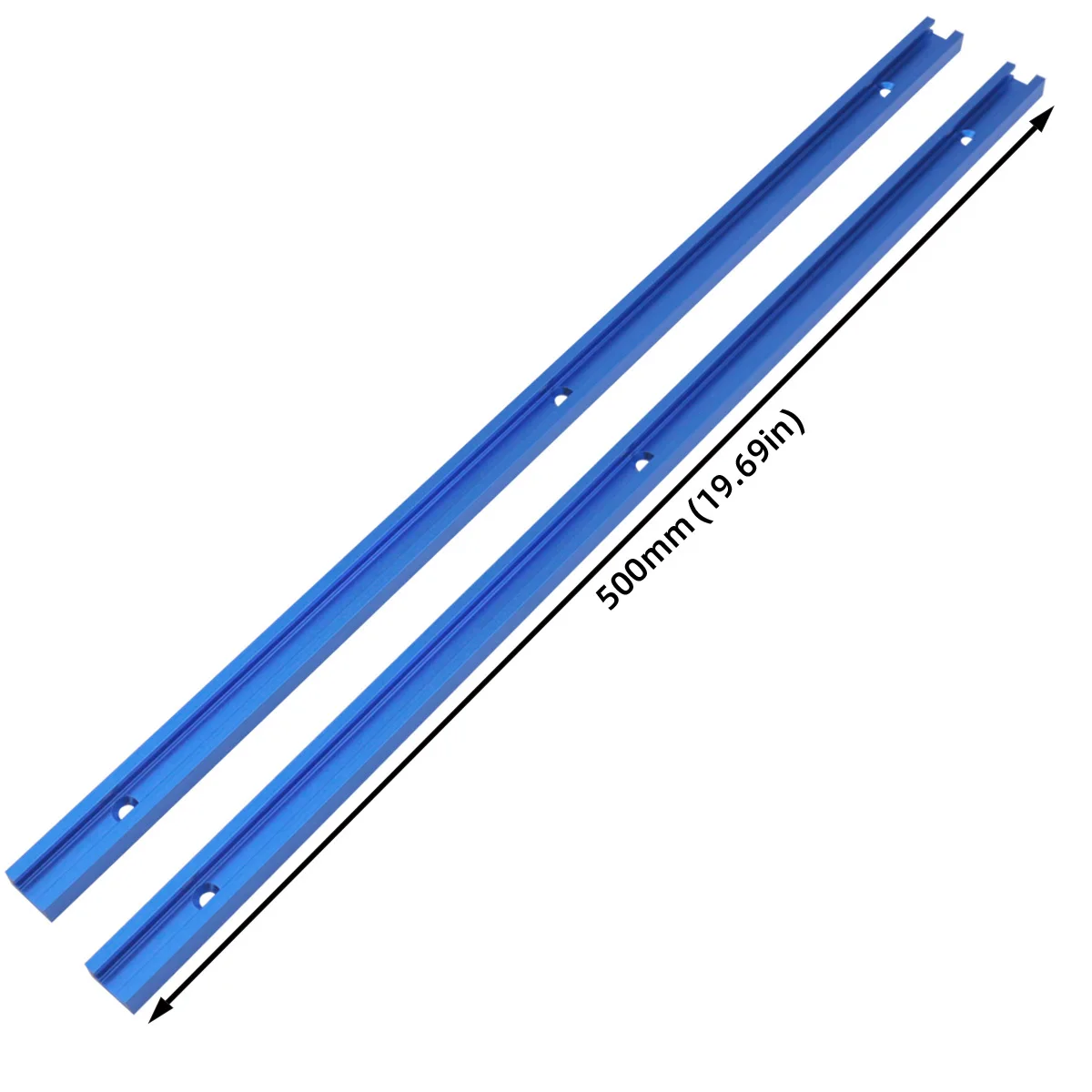 Aluminum Alloy 19 Type Miter Track Jig Clamping Tool, 2Pc 500MM Double-Cut Profile T Track with Predrilled Mounting Holes