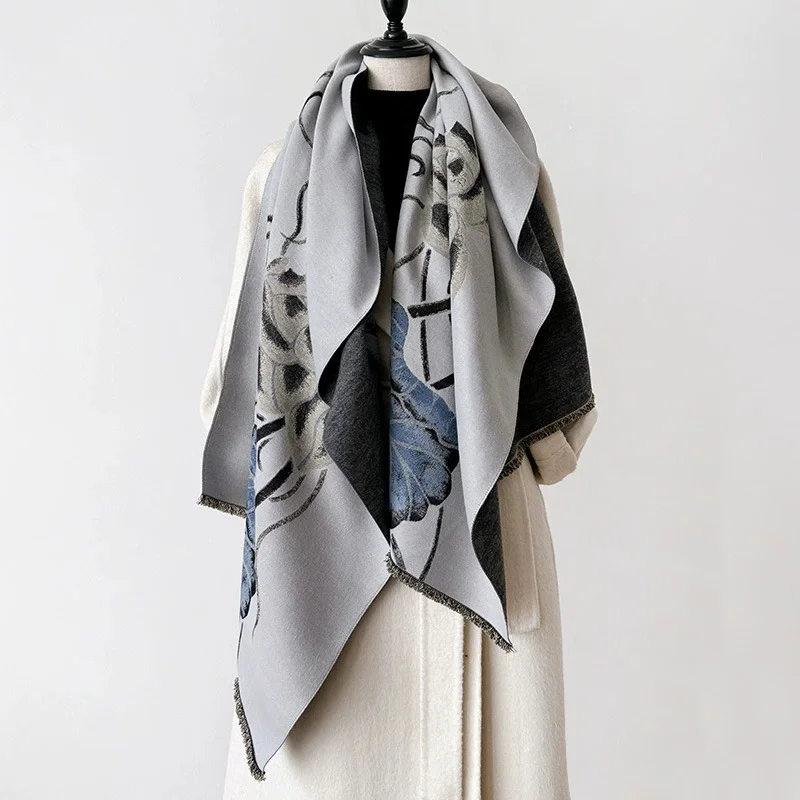 

Новый роскошный кашемировый шарф, зимние женские шали из пашмины, теплое одеяло, женский платок, бандана, брендовые толстые шарфы, хиджаб