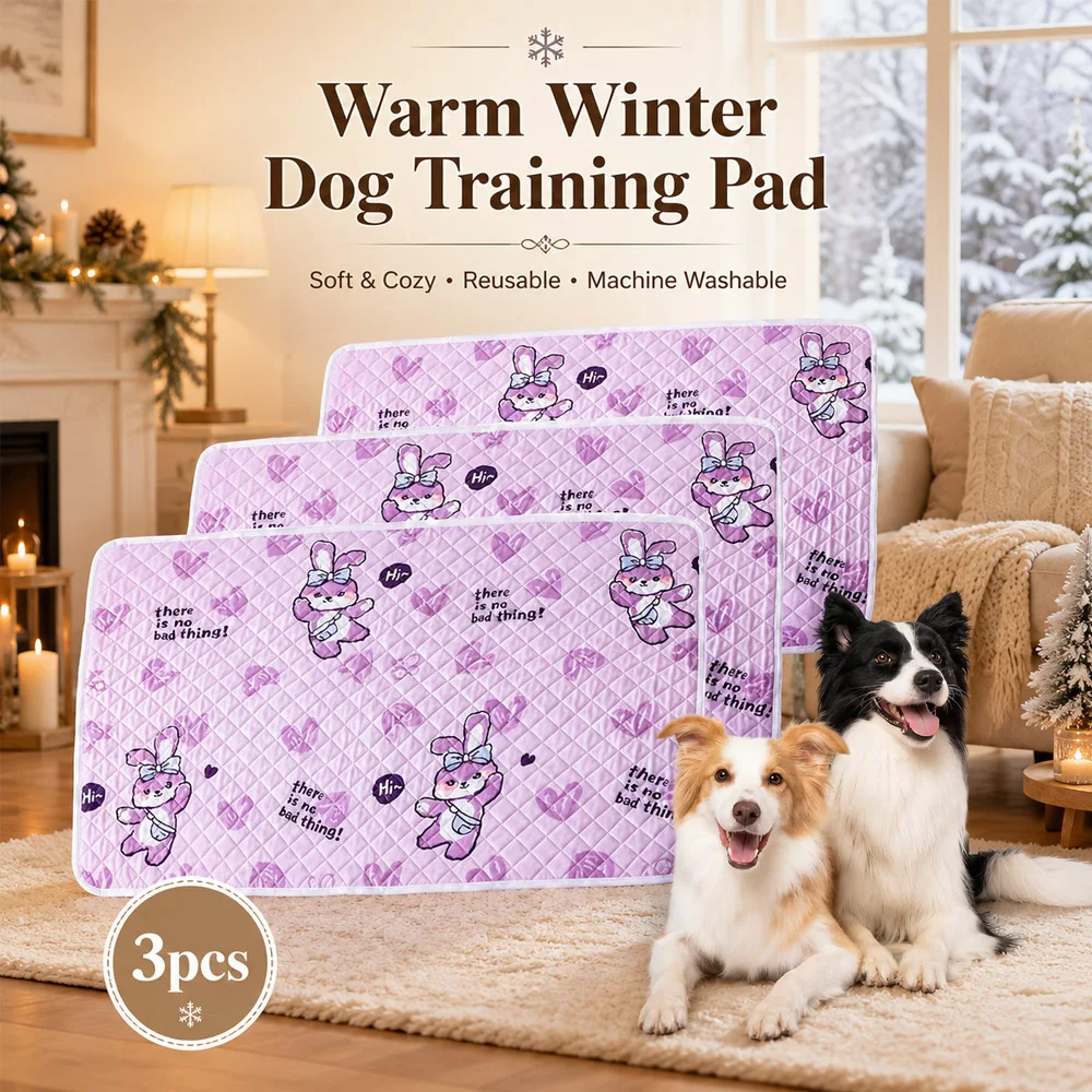 3 Stück Waschbare Hundewindeln, Winter-Warm, Wiederverwendbare Haustier-Trainingsmatten, Weiche Gemütliche Welpenbettunterlagen für Sofa, Boden, Innen- und Außenbereich – Detail 1