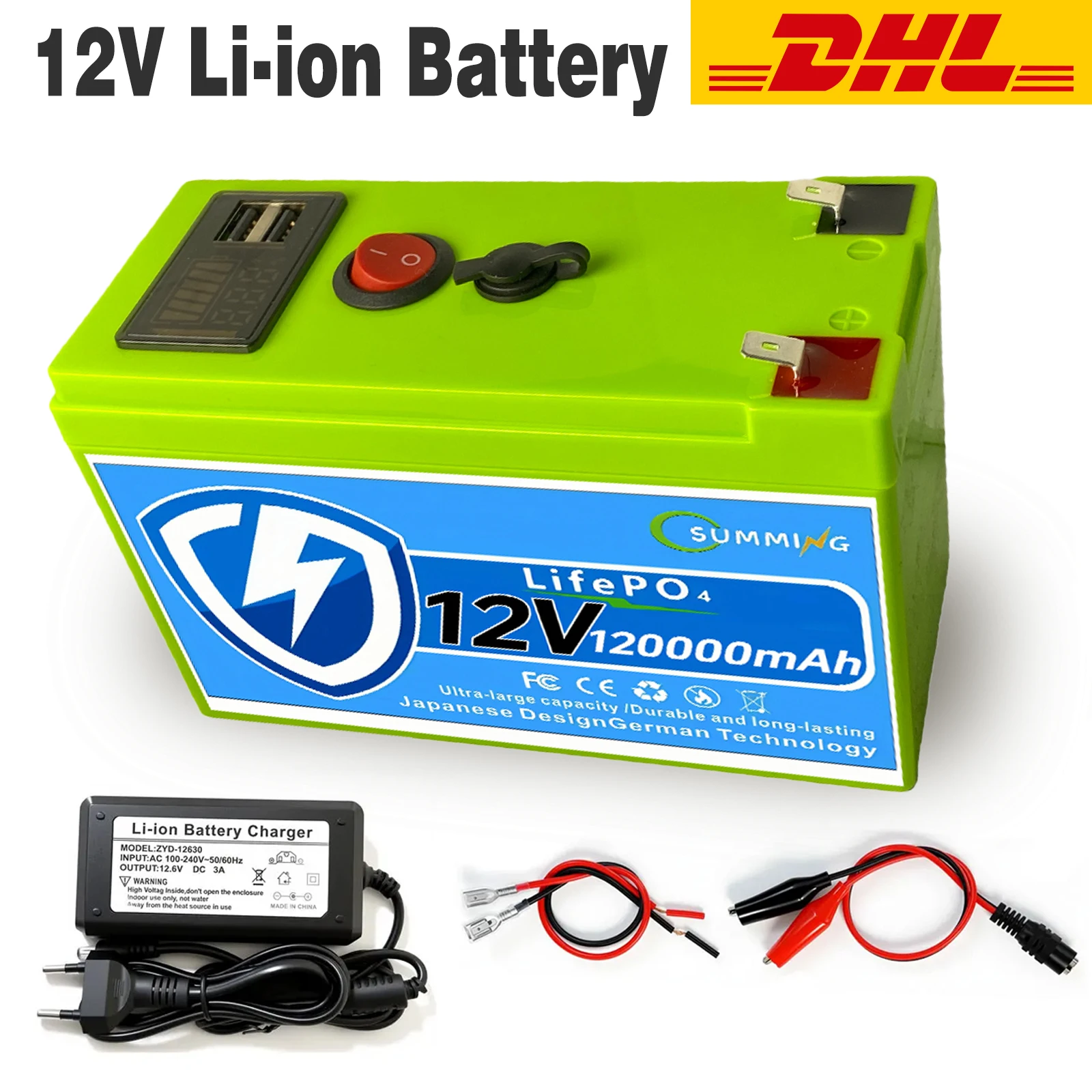 12V 200Ah LiFePO4 Solar Battery, Deep Cycle Rechargeable Built-in BMS Lithium 200000mAh for Power Wheels,Scooters,Fish Finder
