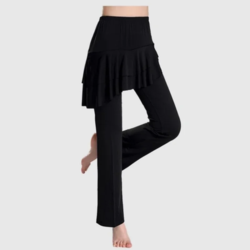 New Women Yoga Pants Latin Dance Divided Skirts Milk Silk Fitness Square Skirt Pants Dance Clothing