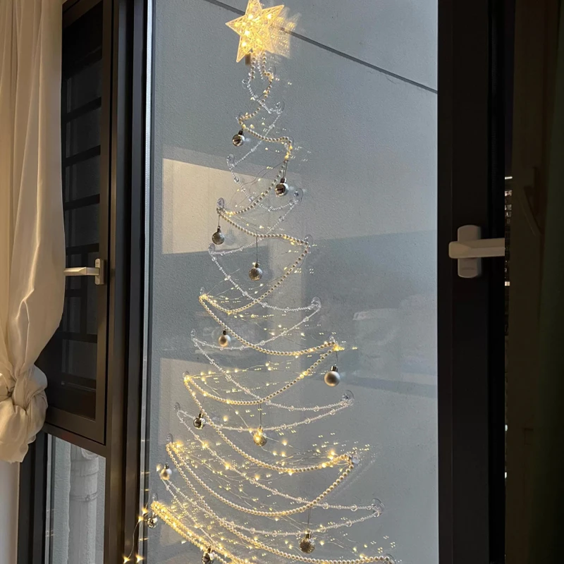 Space Saving Christmas Tree Led Wall Light Window Decoration Light DIY Light-up decorative lights
