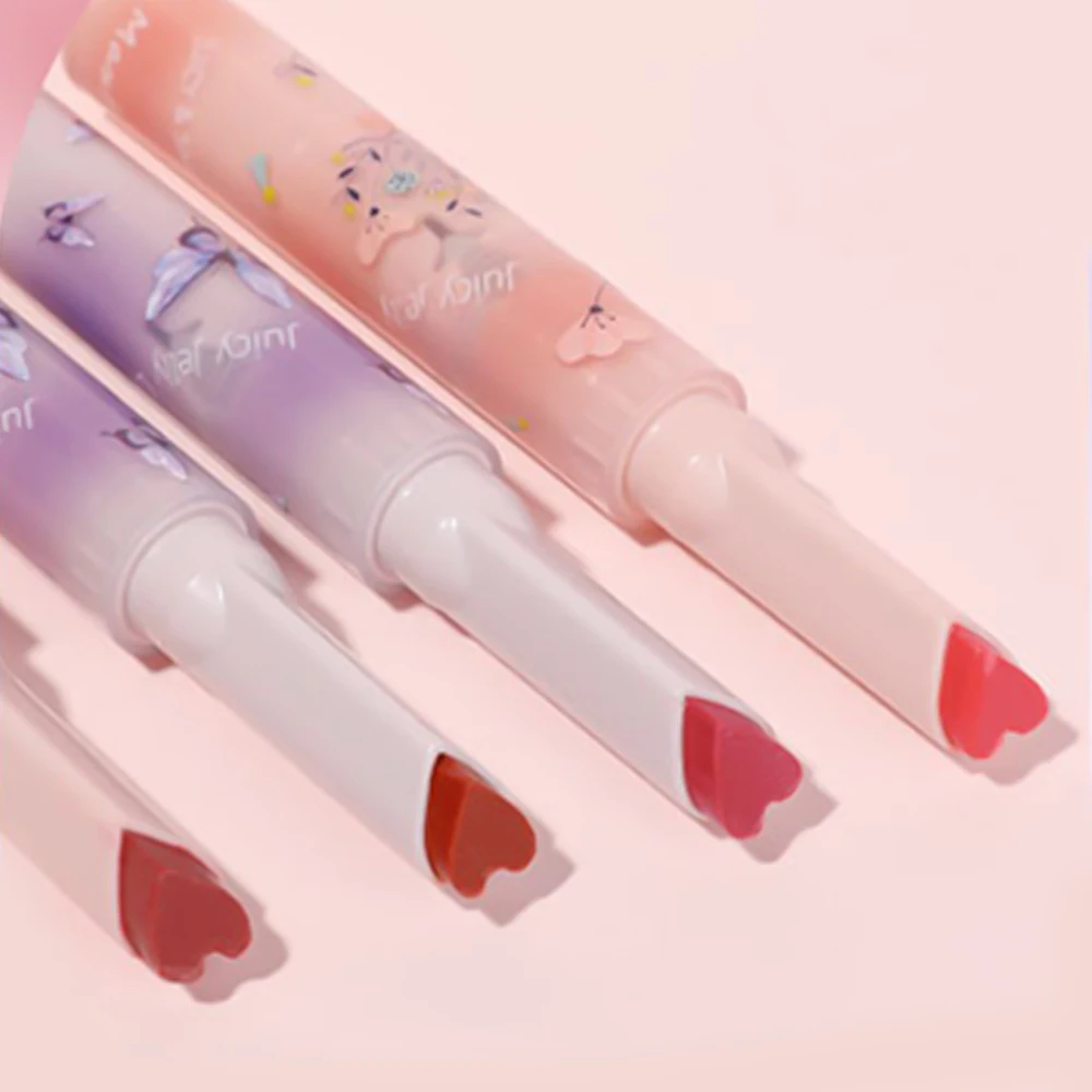 Jelly Love Lipstick Pen Espelho Água Luz Lip Esmalte Hidratante Flor borboleta Lip Tint Bálsamo Mulheres Maquiagem Beleza Cosméticos