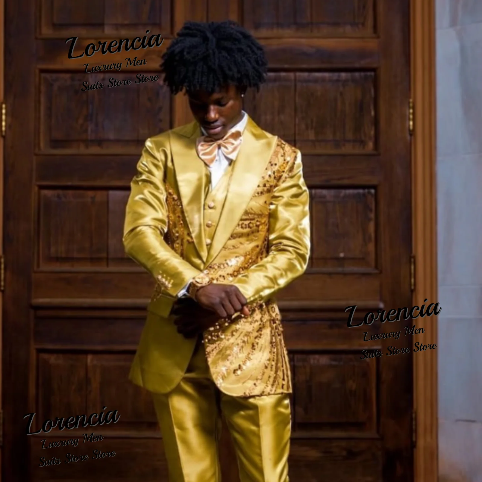 Intricate Rhinestone Men Suits Customized Luxury Lapel Wedding Groom Tuxedos 3 Pieces Sets Male Prom Blazer trajes para hombre