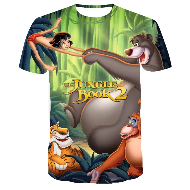 Jungle Book Boys and Girls T-shirts Mowgli Men's T-shirts 3D Printed Short Sleeve Disney Men's T-shirts MINISO Men's Clothing