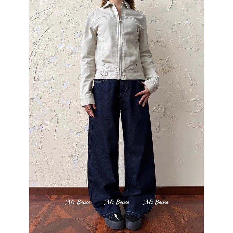 ZHIZOU المرأة الأزرق القوطية فضفاض Y2k الجينز كبيرة الحجم جان السراويل خمر 90s Harajuku التطريز سراويل جينز الملابس البديلة