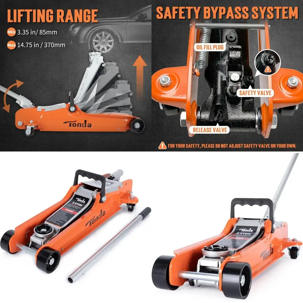 

2.5 Ton Hydraulic Trolley Jack, 3.35-14.57 Lift Range, Orange, for Garage and Home Use