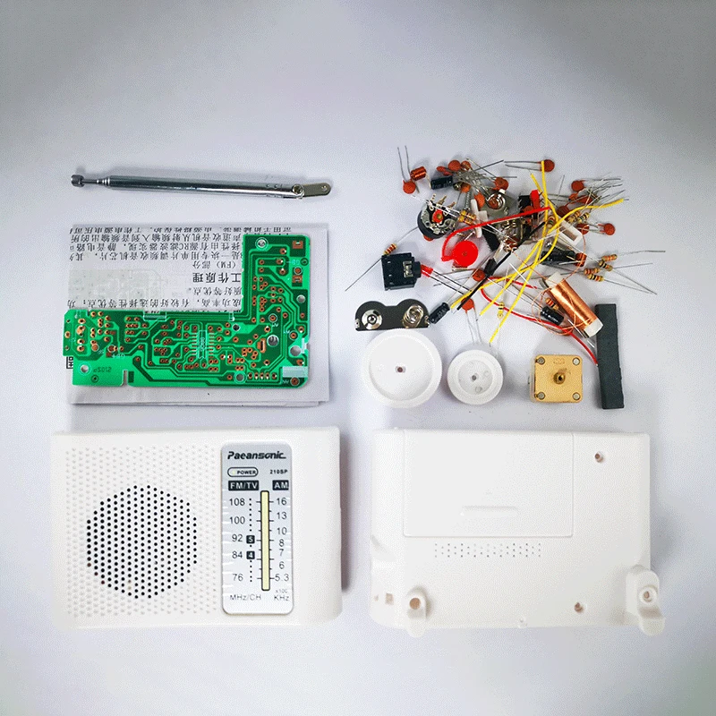 FM AM Radio Receiver School Teaching DIY Radio Electronic Kit Soldering Practice Training Circuit Board 210SP ﻿