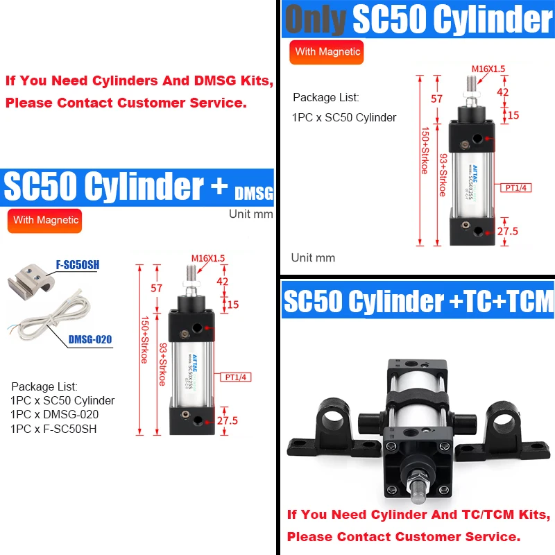 SC50 Pneumatikzylinder - Hochfester Aluminiumlegierungs-Pneumatikantrieb mit 50 mm Bohrung für Verpackungen - AirTac – Detail 3