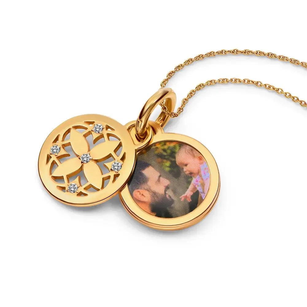 

Personalized Photo Locket Necklace with Custom Picture Charms - Choose 1-3 Disc Pendants - Memory Gift for Mom Wife Girlfriend