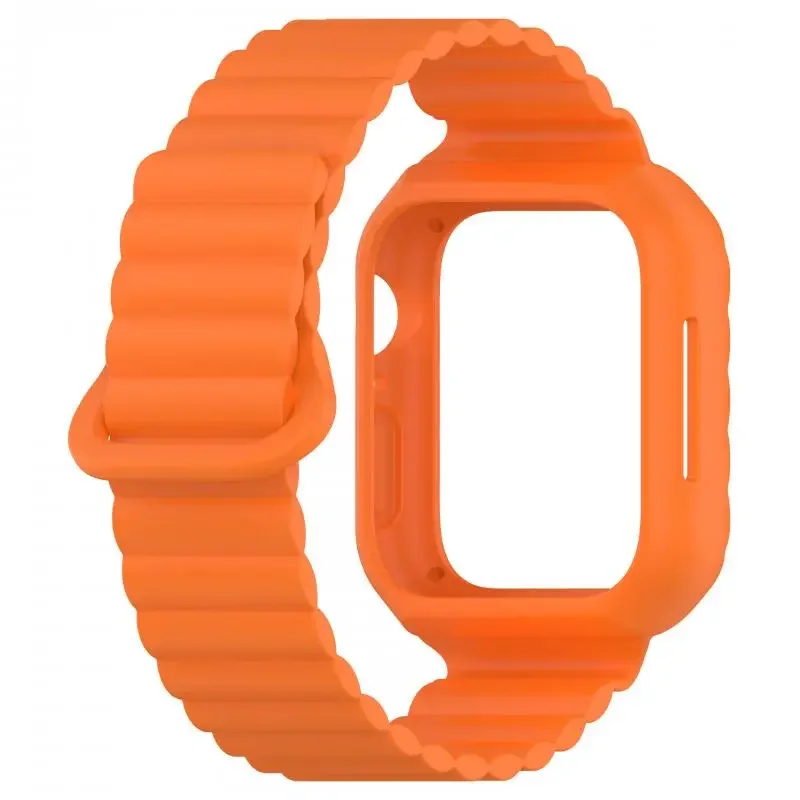 Case+Strap for Apple Watch 45mm 44mm 49mm 42mm 38mm 41mm 40mm Magnetic Silicone Wristband iWatch Series Ultra 2 8 7 6 5 SE Band