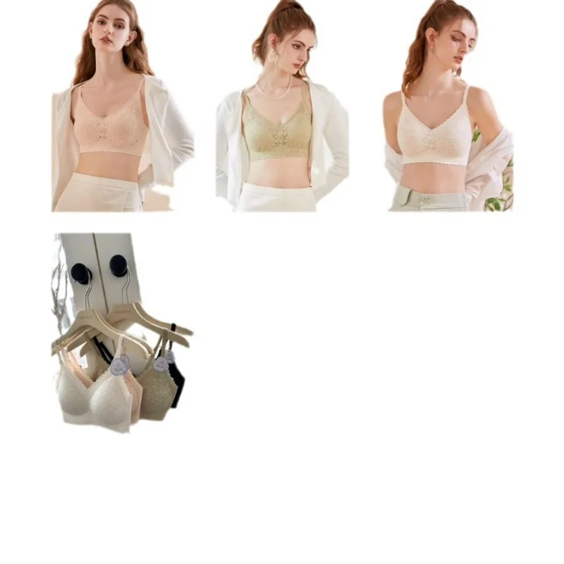 Spring and Summer New800#Mulberry Silk Maintenance Type Jelly Soft SupportBraThree-Dimensional Flower Lace0Women's Binding Under
