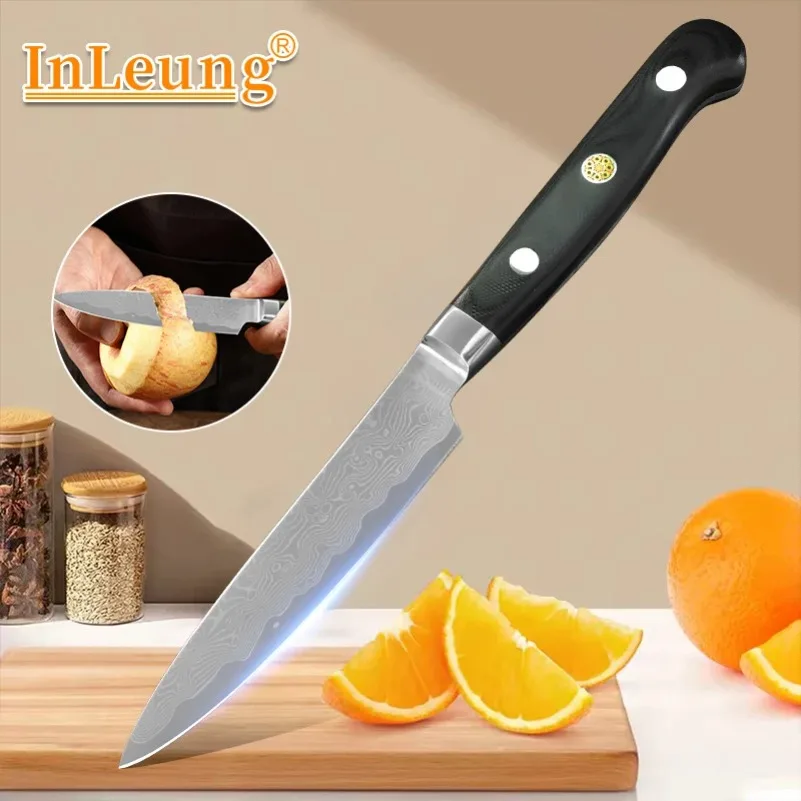 Damascus Steel Knife Sharp Meat Cutting Knive Chef Cutter Fruit Peeling Utility Vegetable Cooking Tool G10 Handle Kitchen Knives
