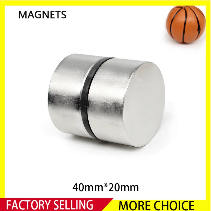 

1/2PCS 40x20 mm Thick Rare Earth Neodymium Magnet 40x20mm Big Strong Round Magnets N35 Permanent Disc Search Magnet 40*20