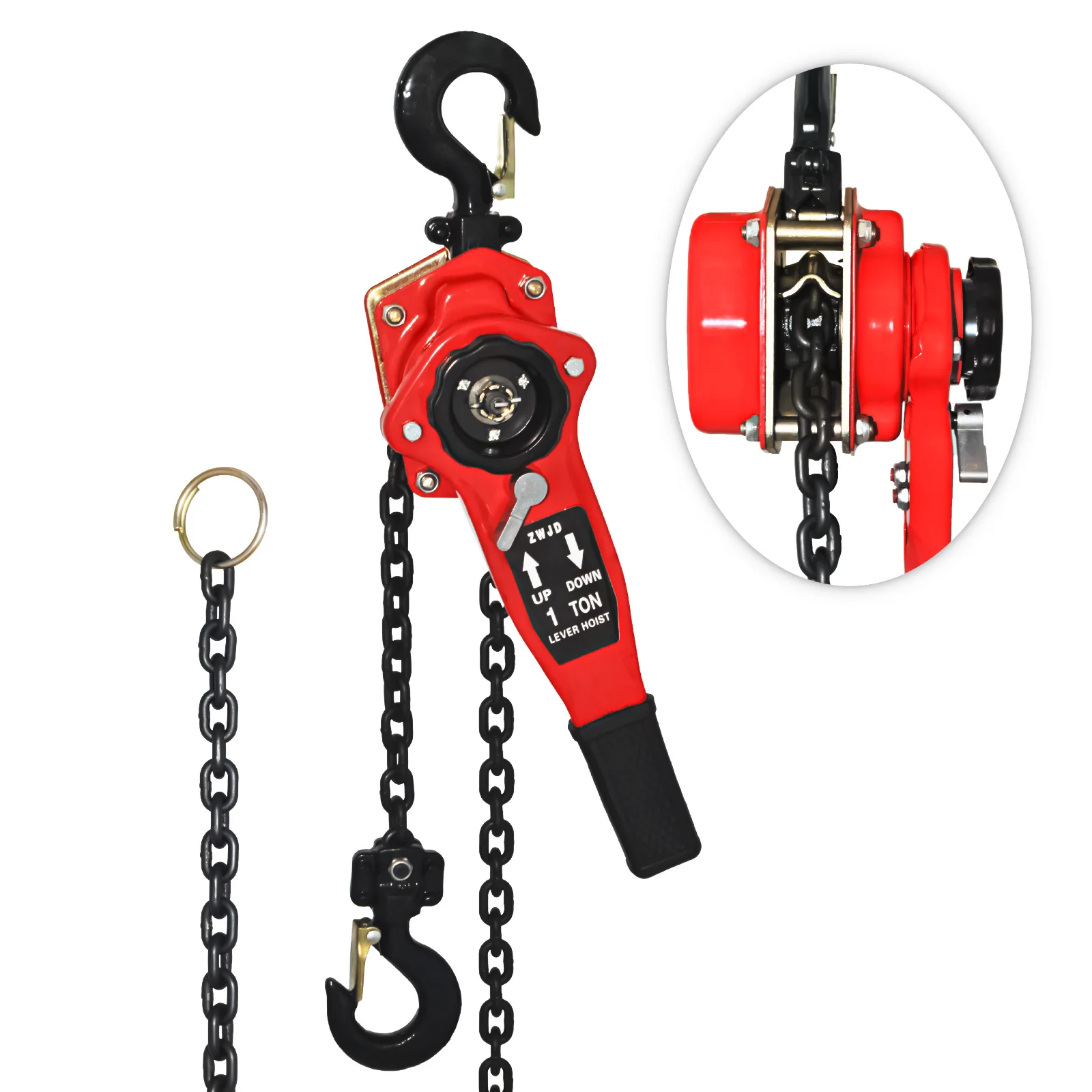 2200LBS Lever Chain Hoist 10FT, 1T 3M Lever Chain Hoist 1 Ton Commercial Portable Hooks For Building Garages Warehouse Automotiv