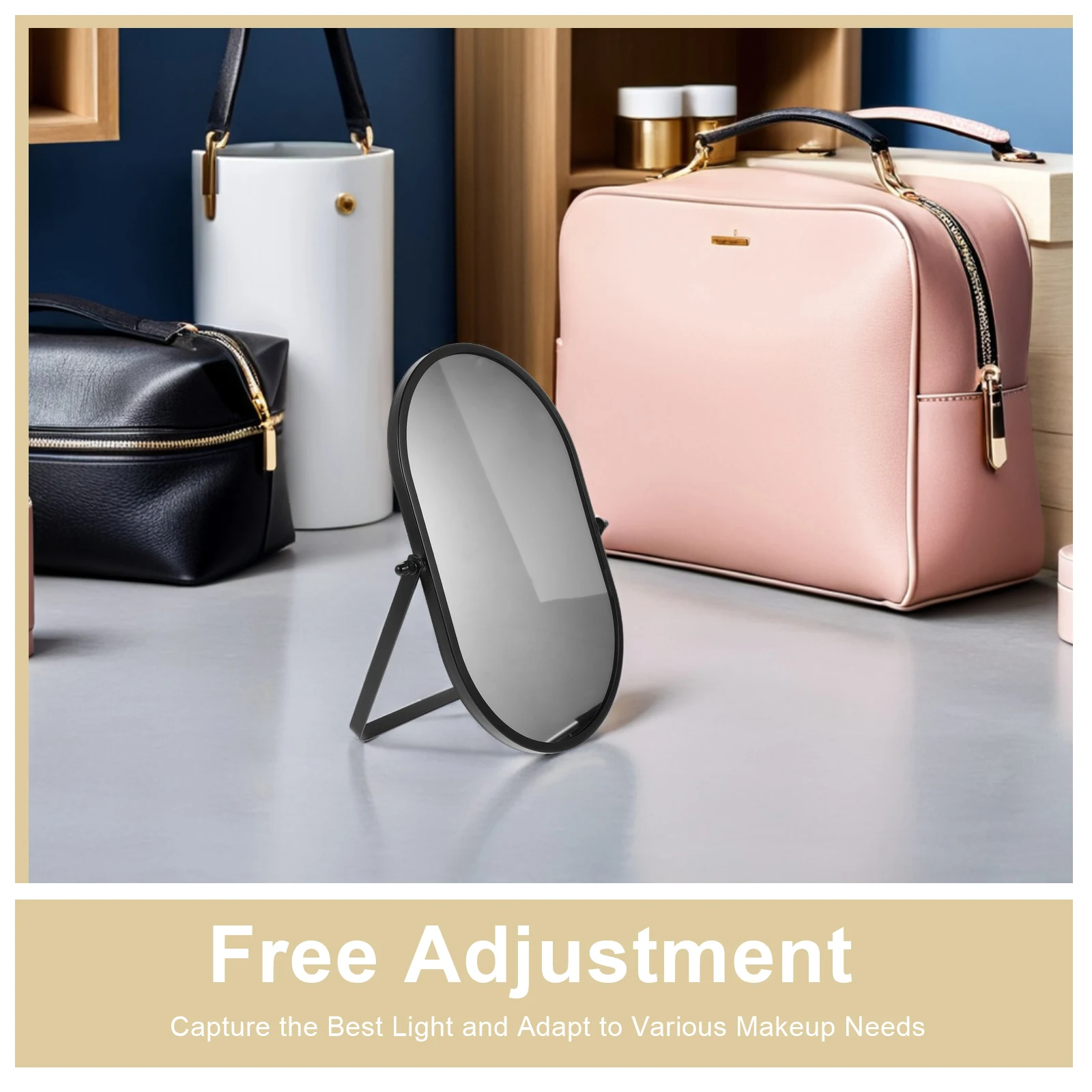 Foldable Makeup Mirror Portable Compact Rechargeable LED Light Adjustable Brightness Vanity Mirror Ideal for Travel and Daily