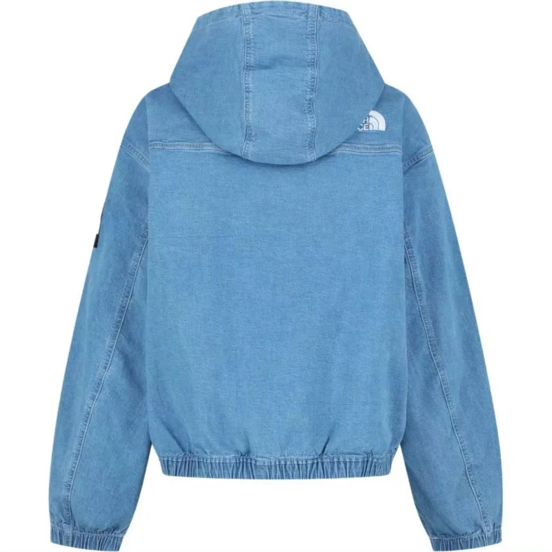 THE NORTH FACE lettered Logo loose zipper hooded long-sleeved denim jacket for both men and women