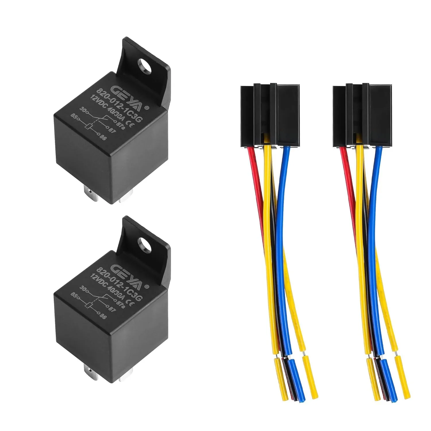 

Automotive Relays 5-pin 40/30A 12V Relay with Interlocking Relay Socket and Wiring Harness for Automotive Boat Truck Motorcycle