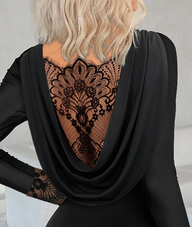 Woman Sexy Eyelash Lace Patch Bodycon Dress Temperament Commuting Female Clothing New Women's Fashion Skinny Party Mini Dresses