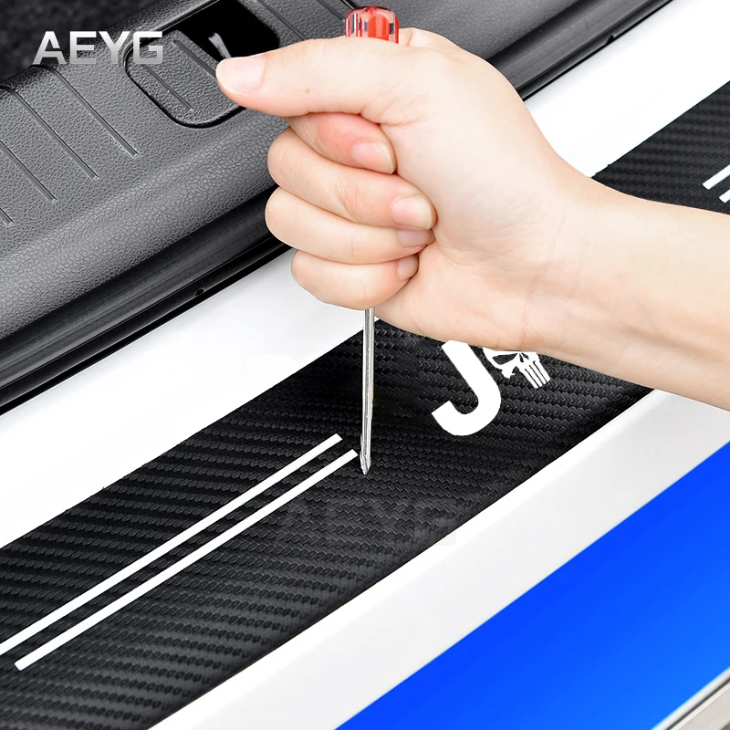 Carbon Fiber Car Rear Trunk Bumper Guard Stickers For Jeep Wrangler Grand Cherokee Compass Renegade Liberty Gladiator Patriot