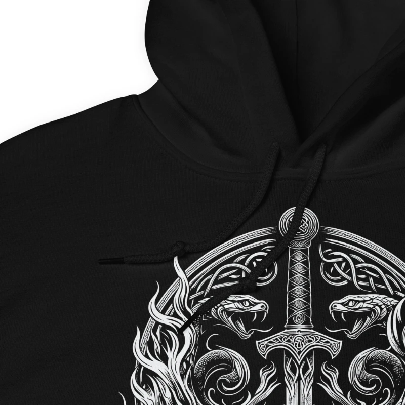 فايكنغ المحارب هودي أسود للجنسين ايكو هوديي المشتعلة السيف الهدايا لأقل من 40 سترة بقلنسوة دافئة انتصار فالهالا فايكنغ #3