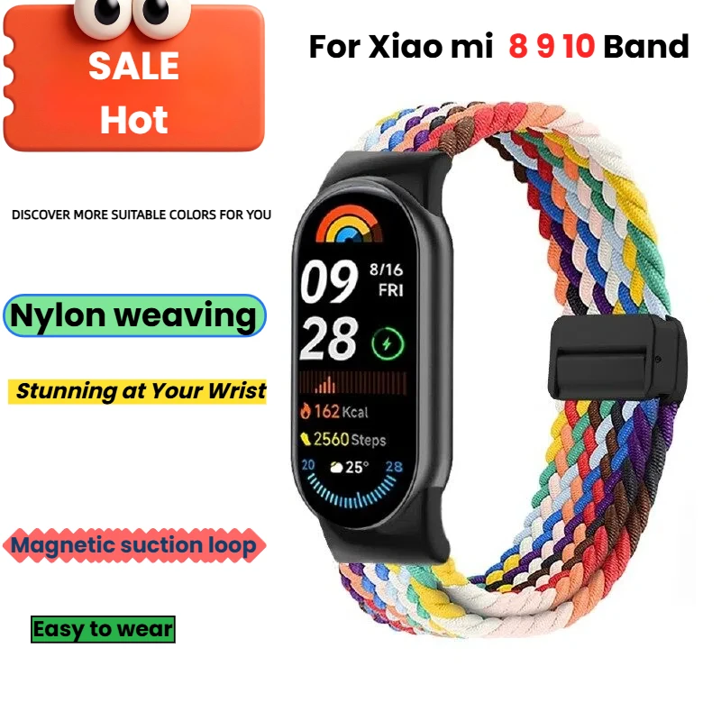 

Nylon Loop Strap For Xiaomi Mi Band 9 8 Watchband Replacement Elastic Wristband for Xiaomi Smart Band 10 9 8 Replace Watchband